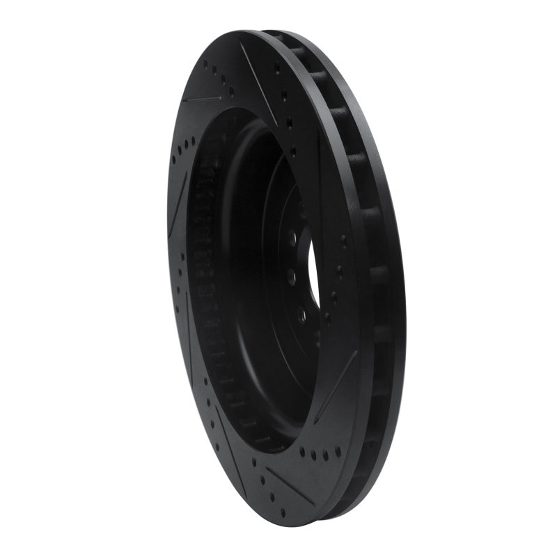 Jaguar XJR Brake Rotor (1) - Front Left - R1 Concepts - Drilled & Slotted - Black - `03-`05